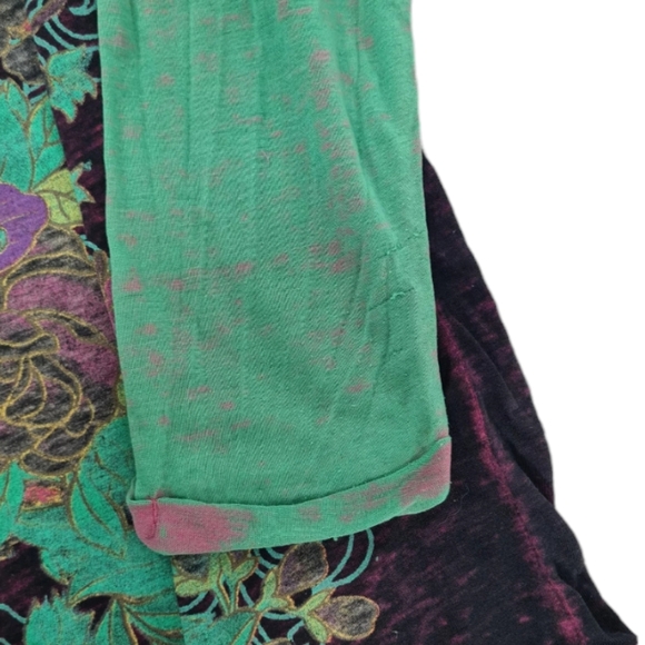 Custo Barcelona Sheer Colorful Floral Graphic Print Top 3/4 Sleeve Size 2 - Picture 4 of 4